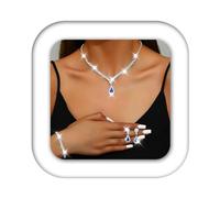 Zoestar Set di gioielli da sposa con collana e orecchini con strass, set di gioielli formali da donna, Misura unica, /, Nessuna pietra preziosa
