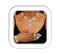 Zoestar Set di gioielli da sposa con collana e orecchini con strass, set di gioielli formali da donna, Misura unica, /, Nessuna pietra preziosa