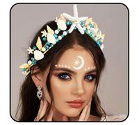 Zoestar Tiare e corone da sposa in stile bohémien, con stella marina, dorata, corona da sposa, fascia per capelli da spiaggia per matrimonio da donna