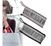 ZoeTekway 2 pezzi vintage antiscivolo 30 denti fermagli per capelli a banana Accessori per capelli elastici pettine per capelli ricci naturali spessi e aggrovigliati (nero e rosa)
