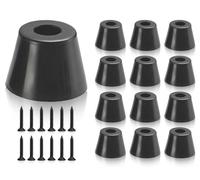 ZoeTekway Set paraurti in gomma da 12 pezzi,piedini rotondi,cuscinetto per sedie da tavolo,cuscinetti in gomma per proteggere dall'umidità e dai graffi sul pavimento,12 piedini e 14 viti(nero,19 mm)