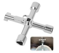 ZoeWei Chiave multifunzione a 4 vie, chiave triangolare, universale, per armadietto di controllo a croce, multifunzione, per acqua elettrica, gas (argento)