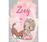 Zoey: Notebook A5 | Personalized name Zoey | Birthday gift for women, girl, mom, sister, daughter ... | Cute little girl with cat | 120 lined pages journal, small size A5 (ca. 6 x 9 inches)