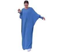 Zofocy Muslim Prayer Abaya Islamic - Maxi Dress da donna, leggero, a maniche lunghe, Dubai Caftano, azzurro, Taglia unica
