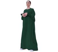 Zofocy Muslim Prayer Abaya Islamic - Maxi Dress da donna, leggero, a maniche lunghe, Dubai Caftano, verde scuro, Taglia unica