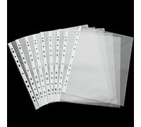 ZOFUN 100 buste trasparenti formato A3, formato A3, formato DIN A3, trasparenti, buste trasparenti forate, in plastica per raccoglitori A4, documenti, documenti