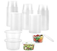 ZOFUN 100 contenitori con coperchio, rotondi, 100 ml/4 oz piccoli contenitori salvafreschezza, a prova di perdite, in plastica con coperchio, piccoli contenitori con coperchio in plastica per salse