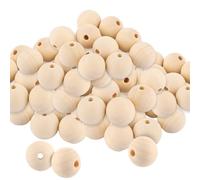 ZOFUN 70 palline di legno da 30 mm con foro, perline di legno da 30 mm, da infilare con corde per bricolage, sfere rotonde di legno naturale, perline di legno da infilare per gioielli macramè (6 mm)