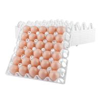 ZOFUN Scatola per uova, 12 pezzi, in plastica, 30 celle, con coperchio per 30 uova, per la conservazione, il trasporto della casa e la fattoria (bianco)