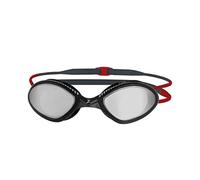 Occhialini da nuoto Zoggs Tiger Titanium grigio rosso con lenti specchiate grigie - M