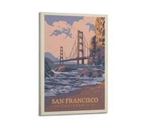 ZOGJIN Poster con paesaggio San Francisco California, Golden Gate Bridge by The Sea.jpg, poster artistico moderno da parete su tela, decorazione artistica da parete, 50 x 75 cm, con cornice