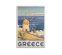 ZOGJIN Poster di viaggio Mykonos Grecia, isola mulino a vento e mare.jpg poster moderno da parete su tela decorazione estetica pittura 20 x 30 cm senza cornice