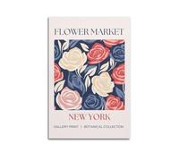 ZOGJIN Poster vintage con fiori e rose del mercato di New York, decorazione artistica da parete moderna su tela, 20 x 30 cm, senza cornice