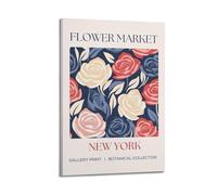 ZOGJIN Poster vintage con fiori e rose del mercato di New York, poster moderno da parete su tela, decorazione estetica su tela, 20 x 30 cm, con cornice
