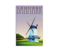 ZOGJIN Vintage Travel Danimarca, Tradizionale mulino a vento in campo.jpg Poster moderno da parete su tela decorazione estetica pittura 60 x 90 cm senza cornice
