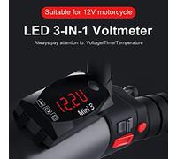 Zohisin 3 su 1 Voltmetro motociclistico Termometro per Clock di Tempo Digitale 6 30V IP67 Gaumento Digitale LED con funzionalità di Memoria di visualizzazione di Grandi Dimensioni per la (Blu)