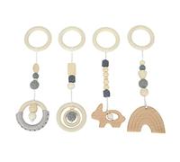 Zohisin Giocattoli da Appendere in Legno per Giochi, passeggini da Palestra, Giocattoli Pendenti, 4 Pezzi, Giocattoli per Auto per Neonati, con Legno Organico Sicuro, per Lo Sviluppo (Gray)