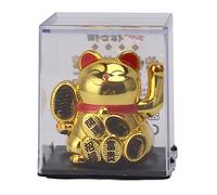 Zohisin Solar Powked Lucky Cat 2 pollici Mini Carro ondeggiante MANEKI NEKO per la decorazione di auto in casa accogliendo la ricchezza Fortune Charm Statue che fa cenno a Money Cat con (Gold)