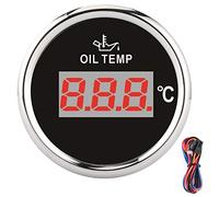 Zohisina calibro temperatura dell'olio digitale 52 mm Misura 50 a 150 ℃ con retroilluminazione rossa 12V 24 V Atto per la cornice per moto con yacht in barca per auto (Schwarzes Silberabdeckung)