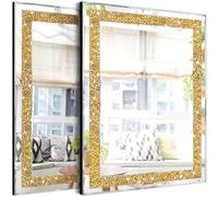 ZOLAPI, 2 specchi da parete in cristallo con diamanti sintetici, brillante specchio in vetro impiombato a mano, specchio decorativo per corridoio, bagno, camera da letto, 28 x 38 cm