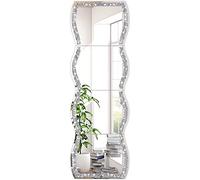 ZOLAPI Set di specchi con motivo a onde e diamanti frantumati, 4 specchi da trucco e da toeletta da 28 x 38,1 cm per decorazioni, palestra e porta