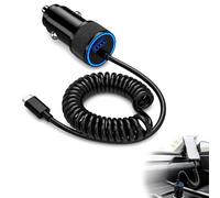 Zolara 1 caricabatterie da auto da 38 W, adattatore USB C per accendisigari con porta USB e cavo a spirale di tipo C, caricatore rapido per auto nero per i viaggi in auto