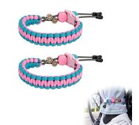 Zolara Clip per pantaloni da bicicletta, blu e rosa, 2 pezzi | Fascia di protezione per pantaloni, elastica, clip per gamba, 310-450 mm, punti riflettenti