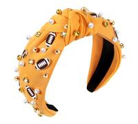 ZOLEAROPY Fascia da calcio con perle e strass, annodata, divertente fascia per capelli con nodo ampio, accessorio per capelli, regalo per i fan della mamma e del calcio
