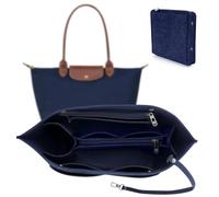 ZOLGINAH Organizer per borse Longchamp, con portachiavi e chiusura lampo, impermeabile, multitasche, tasche interne (blu, M)