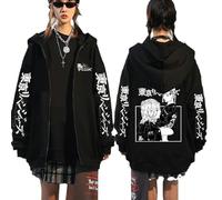 Zolito Tokyo Reven-gers Felpa Tascabile con Cappuccio, Anime Costume Cosplay con Grafica Stampata, Felpe a Manica Lunga Cappotti Adolescenti Regalo, Anime per Unisex(Black2,S)