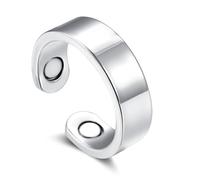 Zolkamery Anelli magnetici, anello Fidget in argento con potenti magneti, anelli magnetici a tinta unita/cuore/foglia per donne, anello per pollice regolabile per ragazze, anello Evercalm neutro