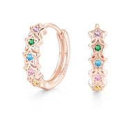 Zolkamery Orecchini a cerchio in argento 925 per donne e ragazze, 16 mm, a forma di stella, in argento Sterling 925, con zirconi AAAAA, regalo per compleanno, San Valentino, Natale, Argento sterling