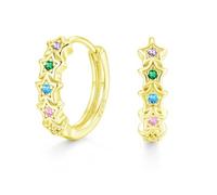 Zolkamery Orecchini a cerchio in argento 925 per donne e ragazze, 16 mm, a forma di stella, in argento Sterling 925, con zirconi AAAAA, regalo per compleanno, San Valentino, Natale, Argento sterling