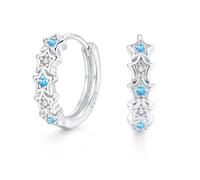 Zolkamery Orecchini a cerchio in argento 925 per donne e ragazze, 16 mm, a forma di stella, in argento Sterling 925, con zirconi AAAAA, regalo per compleanno, San Valentino, Natale, Argento sterling