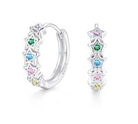 Zolkamery Orecchini a cerchio in argento 925 per donne e ragazze, 16 mm, a forma di stella, in argento Sterling 925, con zirconi AAAAA, regalo per compleanno, San Valentino, Natale, Argento sterling