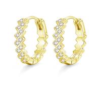 Zolkamery Orecchini a cerchio in argento Sterling 925, a forma di onda, quadrifoglio, geometrico, con zirconi 5A, ipoallergenici, piccoli orecchini a cerchio, 16 mm, per donne e ragazze, Argento