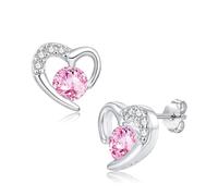 Zolkamery Orecchini a perno, in argento Sterling 925, a forma di stella, cuore, fiocco, infinito, per ragazze e donne, 10 mm, piccoli orecchini a perno in argento con zirconi rosa viola, orecchini