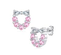 Zolkamery Orecchini a perno, in argento Sterling 925, a forma di stella, cuore, fiocco, infinito, per ragazze e donne, 10 mm, piccoli orecchini a perno in argento con zirconi rosa viola, orecchini