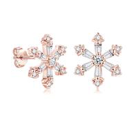 Zolkamery Orecchini di Natale, in argento Sterling 925, con fiocchi di neve/alce, per donne e ragazze, piccoli orecchini ipoallergenici di Natale, con perle di zirconia, regalo di Natale, Argento