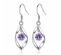 Zolkamery Orecchini pendenti in argento 925, in argento Sterling 925, con bianco/acquamarina/rosa/blu zaffiro, viola/rosso/verde, zirconi ipoallergenici, a goccia, per donna e mamma, Argento, Zirconia