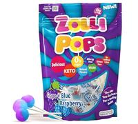 Zollipops Blue Raspberry-Grape Duo Pops, senza zucchero, anallergico, vegano, KETO e diabetico, caramelle naturali per denti puliti