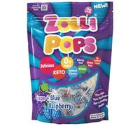 Zollipops Blue Raspberry-Grape Duo Pops, senza zucchero, anallergico, vegano, KETO e diabetico, caramelle naturali per denti puliti