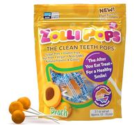 Zollipops Clean Teeth Pops - Dolci senza zucchero con xilitolo, lecca lecca senza coloranti, adatti a cheto e diabetici, approvati dai dentisti per bambini (pesca, 87,9 g)