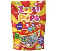 Zollipops Duo Pops Cherry-Ananas, senza zucchero, anallergico, vegano, KETO e diabetico, caramelle naturali per denti puliti, rosso-giallo