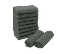 ZOLLNER 10 asciugamani da viso, asciugamani 30x30 cm, salviettine assorbenti, grigio scuro - con gancetto - lavabili a 60°C - cotone - qualità d'albergo