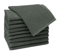 ZOLLNER 10 asciugamani per gli ospiti 30x50 cm - salviettine per le mani - grigio - con gancetto - lavabili a 60°C - cotone - qualità d'albergo