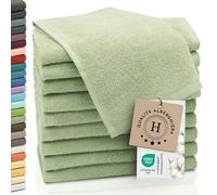 ZOLLNER 10 asciugamani per gli ospiti - morbidi e assorbenti lavette da viso - lavabili a 95°C - cotone - 30x50cm - verdino