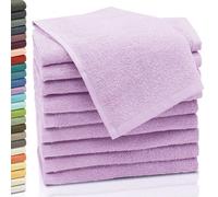 ZOLLNER 10 asciugamani per gli ospiti - morbidi e assorbenti lavette da viso - lavabili a 95°C - cotone - 30x50cm - viola