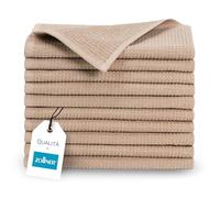 ZOLLNER 10 Asciugamani per ospiti 30x50 cm - Cotone - Qualità alberghiera - Teli doccia lunga durata - design in piquè - lavabile a 95°C - con pratico gancetto - marrone
