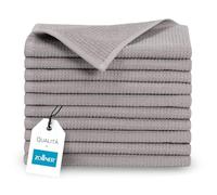 ZOLLNER 10 Asciugamani per ospiti 30x50 cm - Cotone - Qualità alberghiera - Teli doccia lunga durata - design in piquè - lavabile a 95°C - con pratico gancetto - grigio
